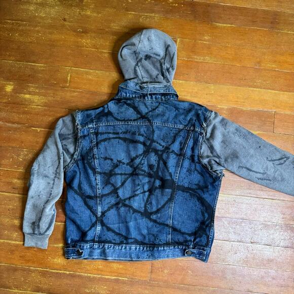 Vintage FURST OF A KIND Handmade Levis Denim Hoodie Jacket Graffiti Custom XL - Picture 9 of 13